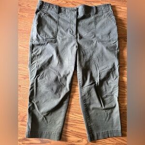 Talbots 18WP Olive High Waist Patch Pocket Crop